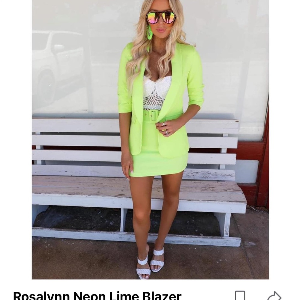 Neon blazer & skirt combo